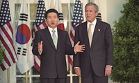 노무현 대통령, 조지 부시 미국 대통령과 공동기자회견 이미지
