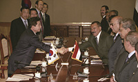 노무현 대통령, 알리 압둘라 살레 예멘 대통령과 확대 정상회담 이미지