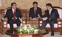 노무현 대통령, 에모말리 라흐몬 타지키스탄 대통령 접견 이미지