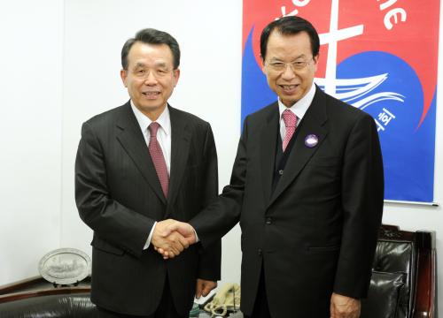 한승수 국무총리 김삼환 한국기독교교회협의회 회장 예방 이미지